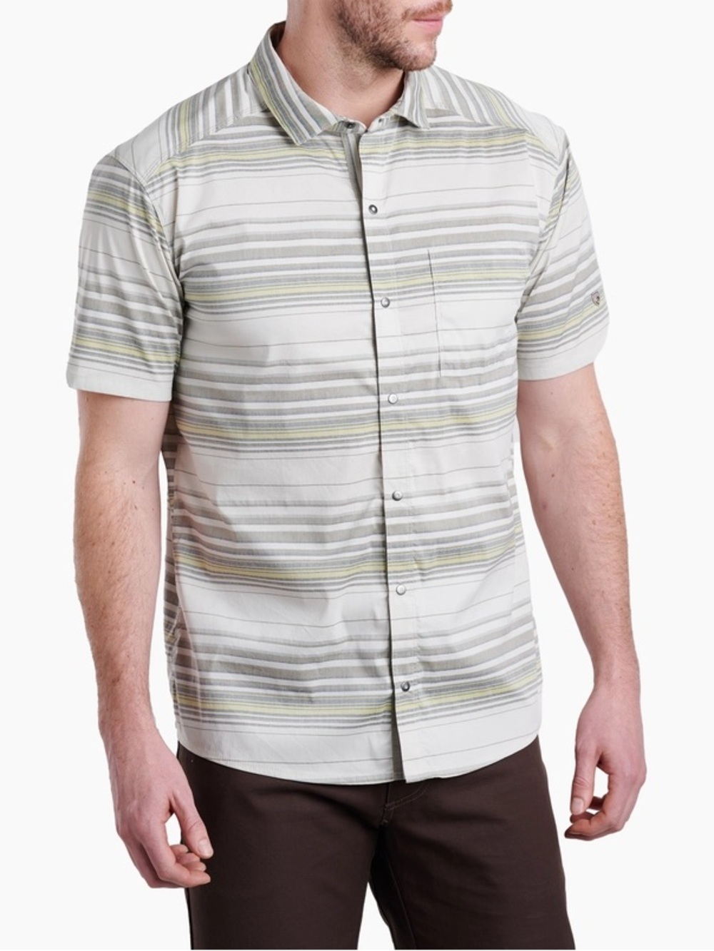 NWT Kuhl Mens Intriguer Short Sleeve Button-Down Shirt Ivory Twist Size XL